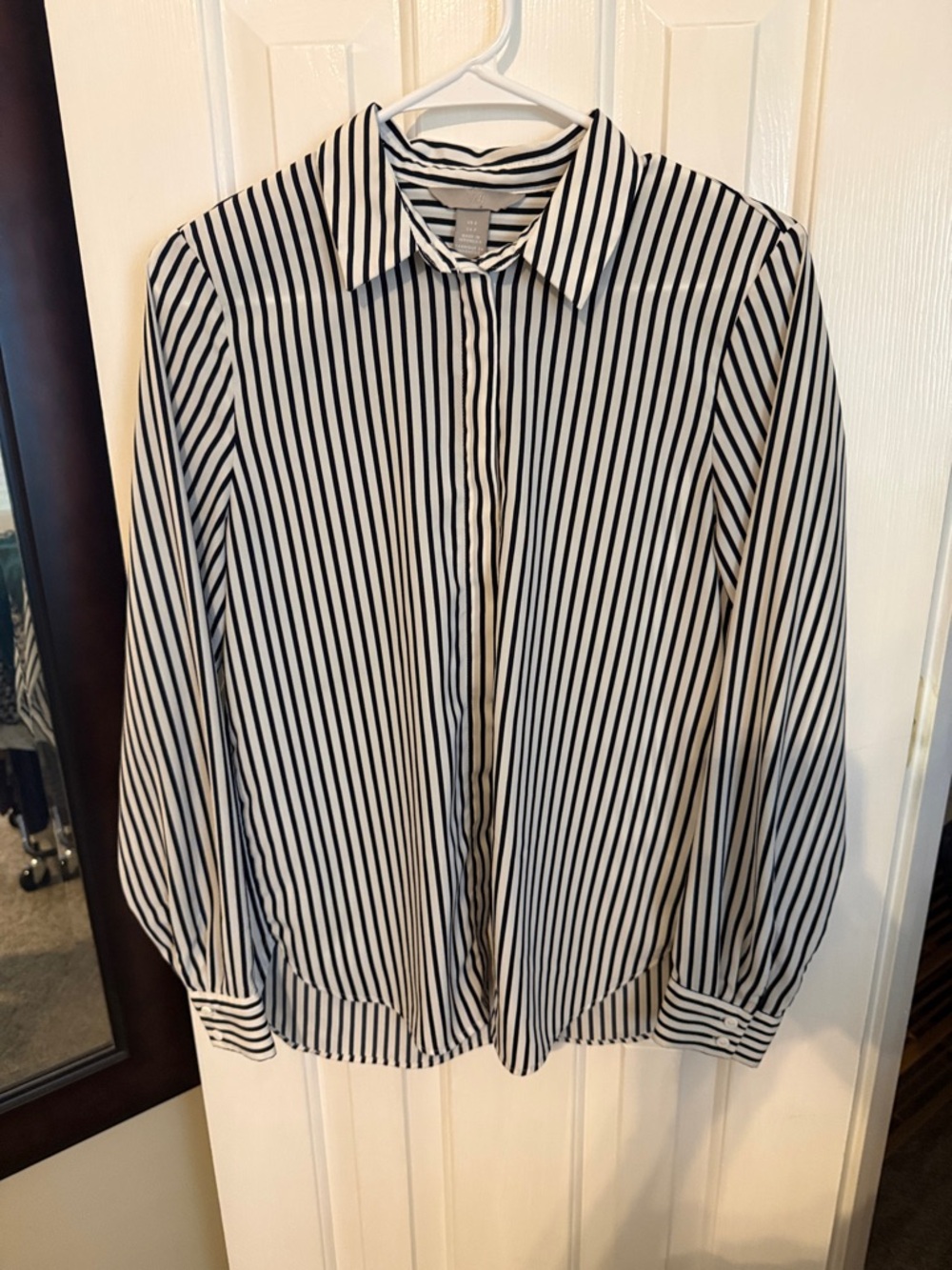 H&M Black & White Vertical Stripe Button-Down Shirt